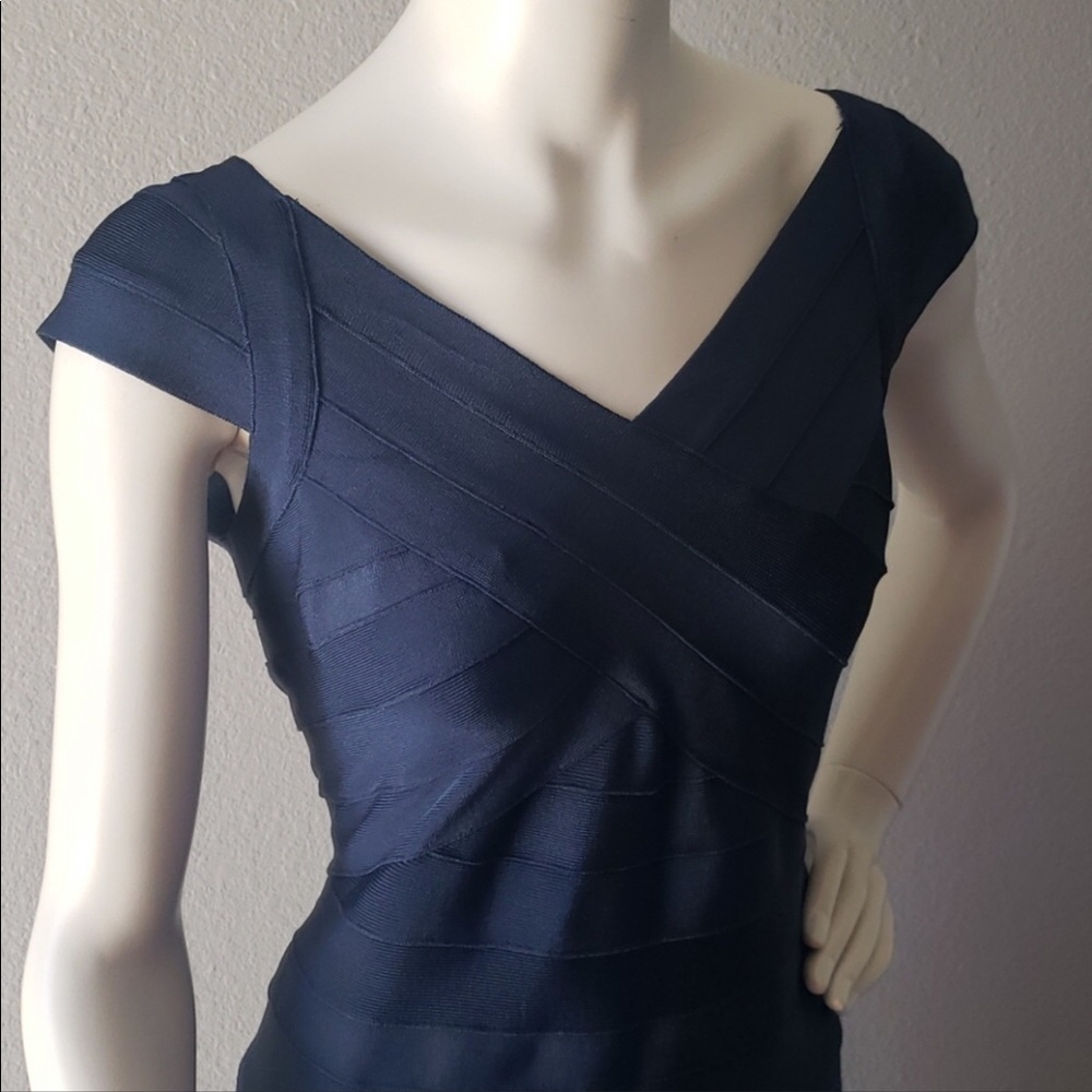 NWT AQUA BANDAGE NAVY BLUE DRESS SMALL - Picture 3 of 7